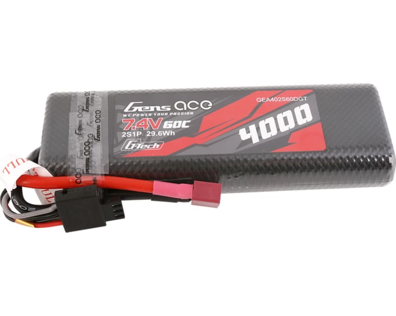 Tap to zoom G-Tech 4000mah 7.4v 60c 2s1p Hardcase Lipo T-plug style plug