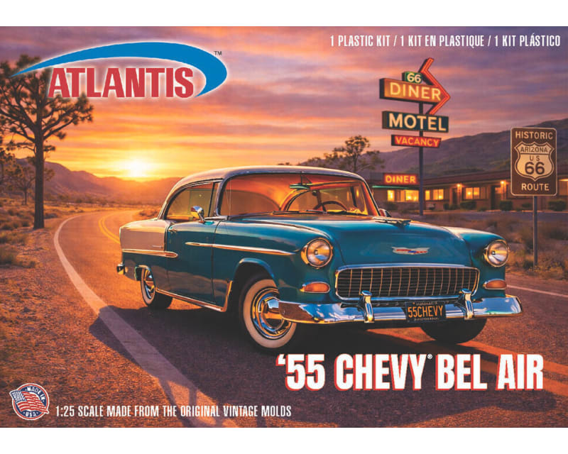 Tap to zoom 1:25 U.S. Route 66 1955 Chevrolet Bel Air Hardtop Plastic Model