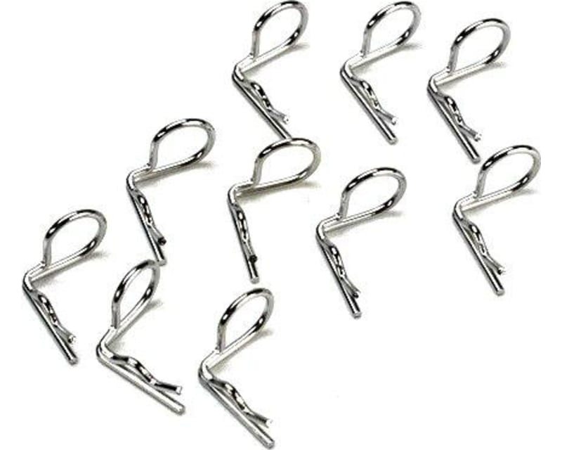 Silver bent Body Clips 17.5mm long 1mm wire (10)