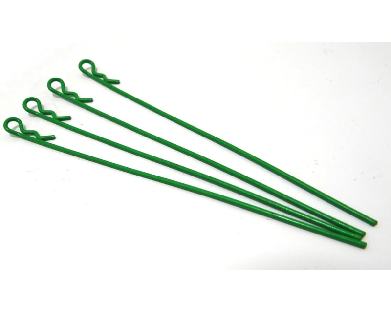 Green bent Body Clips 105mm long 1.2mm wire (10)