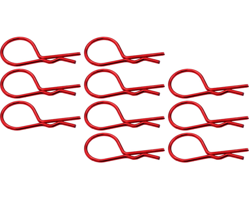 Red bent Body Clips 28mm long 1.2mm wire (10)