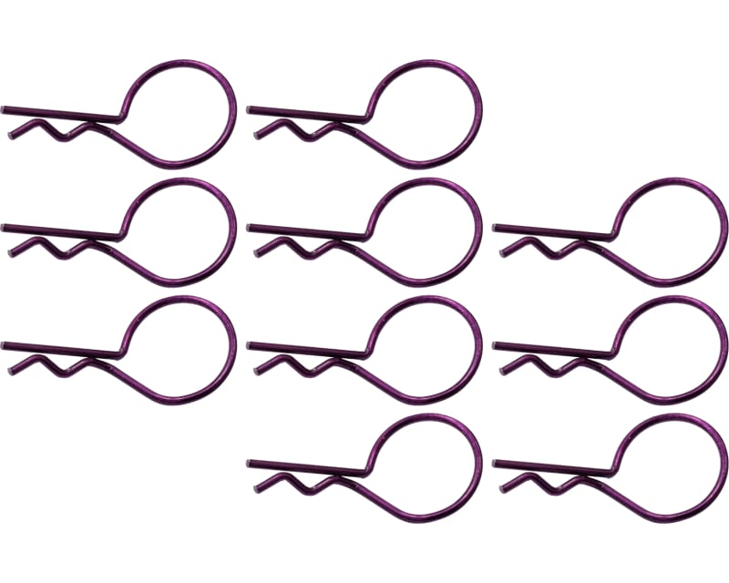 Purple bent Body Clips 28.1mm long 1.3mm wire (10) photo