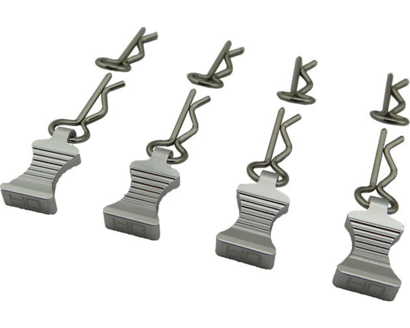 Silver bent Body Clips 21.8mm long 1.14mm wire (4)