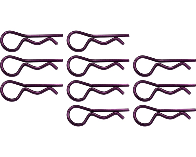 Purple bent Body Clips 28mm long 1.4mm wire (10)