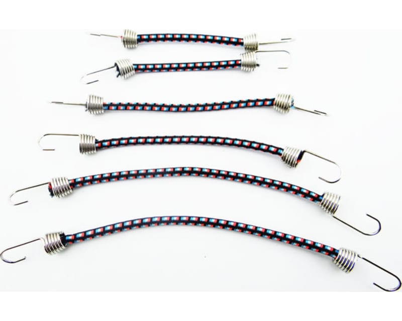 1:10 Scale elastic cord Set (6) Black W/ Blue Orange