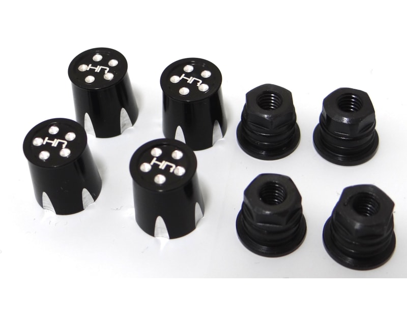 discontinued Aluminum Wheel Nut Caps and M4 Nuts (Black)(4) - Fl