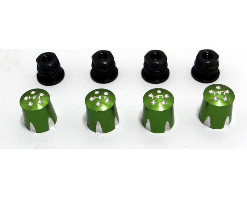discontinued Aluminum Wheels Nut Caps and M4 Nuts (Green)(4) - M