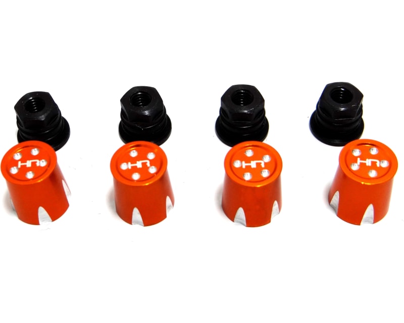 Aluminum Wheels Nut Caps and M4 Nuts (Orange)(4) - Flat Head