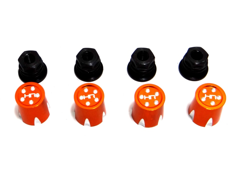 Aluminum Wheels Nut Caps and M4 Nuts (Orange)(4) - Flat Head