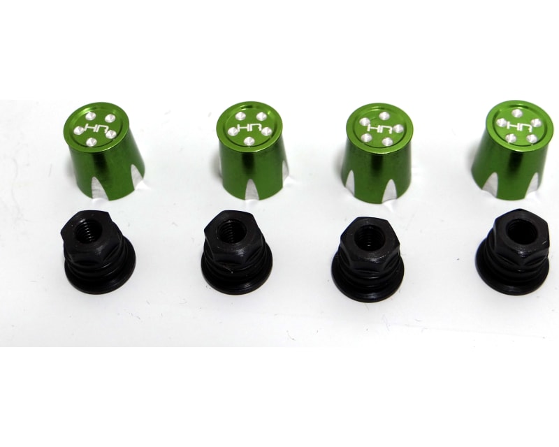 Aluminum Wheels Nut Caps and M4 Nuts (Green)(4) - Flat Head