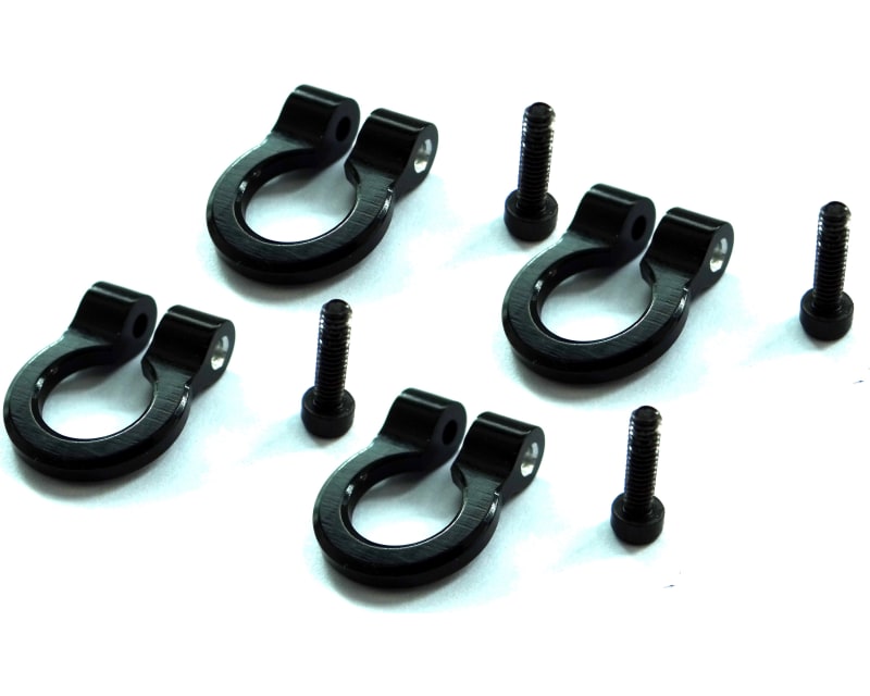 1:10 Scale Aluminum Black Tow Shackle D-Rings (4)