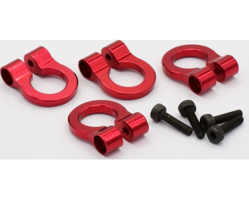 1:10 Scale Aluminum Red Tow Shackle D-Rings (4)