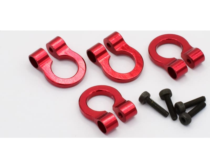 1:10 Scale Aluminum Red Tow Shackle D-Rings (4)