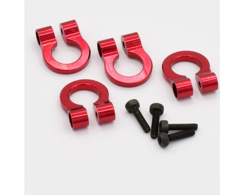 1:10 Scale Aluminum Red Tow Shackle D-Rings (4)