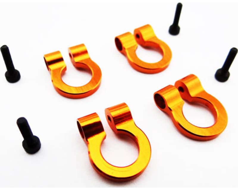 1:10 Scale Aluminum Orange Tow Shackle D-Rings (4)