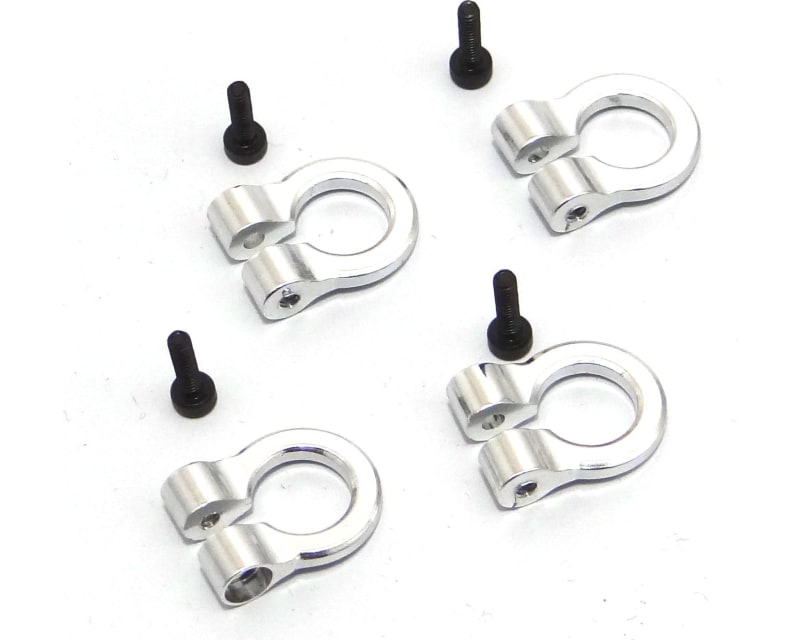 1:10 Scale Aluminum Silver Tow Shackle D-Rings (4)