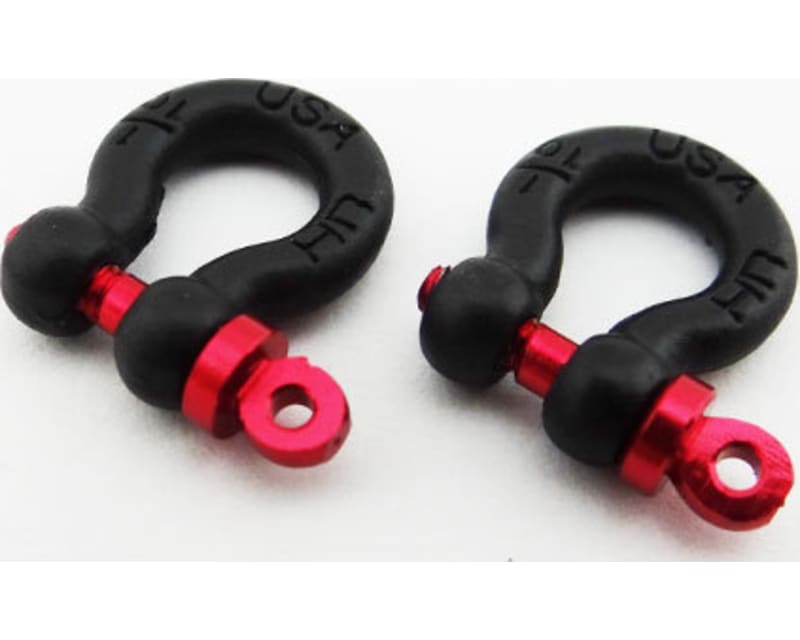 1:10 Scale Aluminum Black Tow Shackle D-Rings (2)