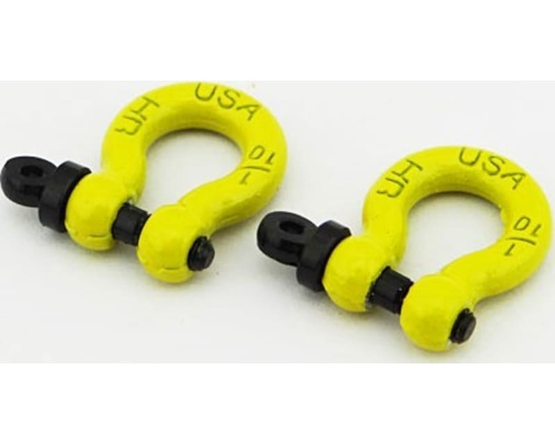 1:10 Scale Aluminum Yellow Tow Shackle D-Rings (2)