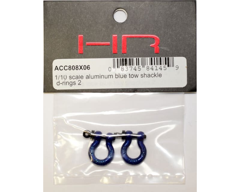 1:10 Scale Aluminum Blue Tow Shackle D-Rings (2)