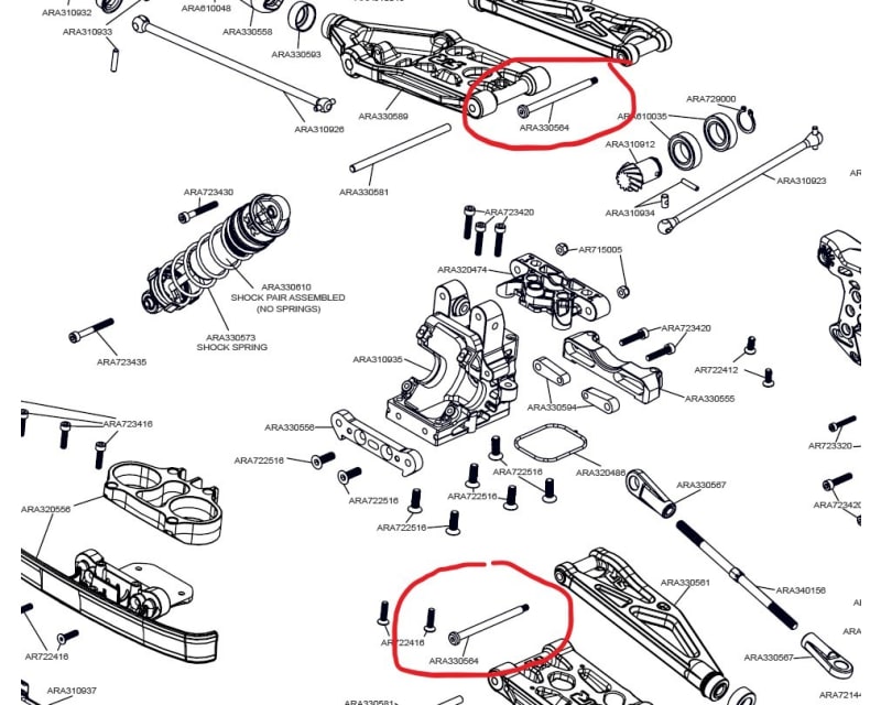 S2 Spring Steel Upper Suspension Hinge Pin 5x74mm (2) Arrma 1/5