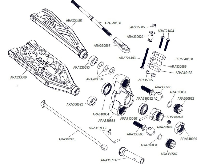CNC S2 Spring Steel Pivot Ball (2) Arrma 1/5