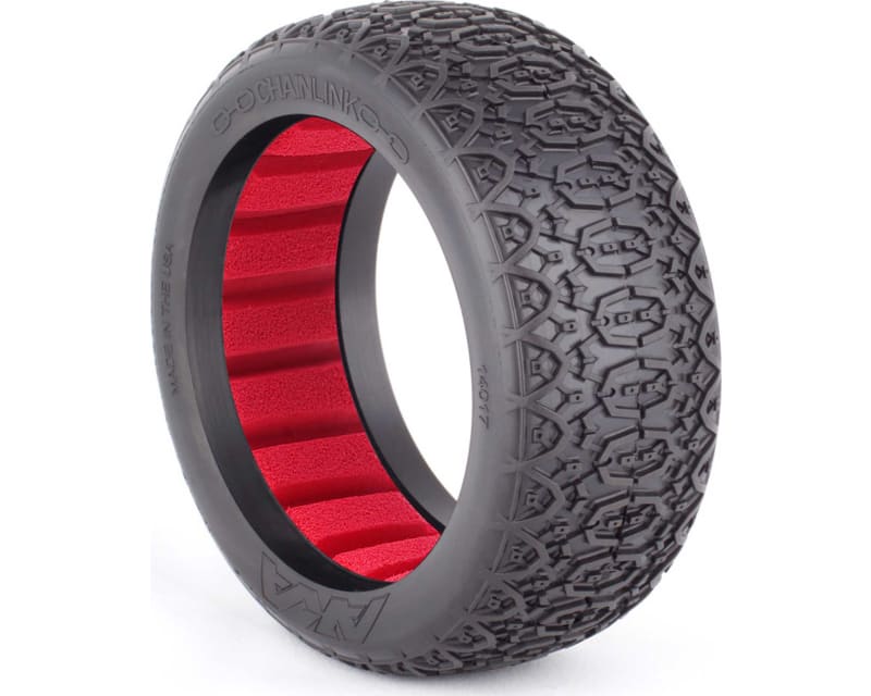 Tap to zoom 1/8 Buggy Chainlink Med LW Tire w/ Red Insert 2