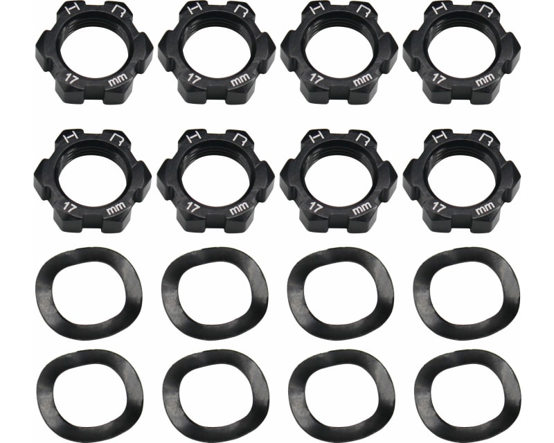 Aluminum 17mm splined Wheel Nuts with Wave Lock Washer (8)