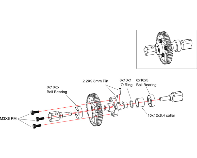 Speed Run Center Locker Spool Revo Gear Arrma 1/8 BLX