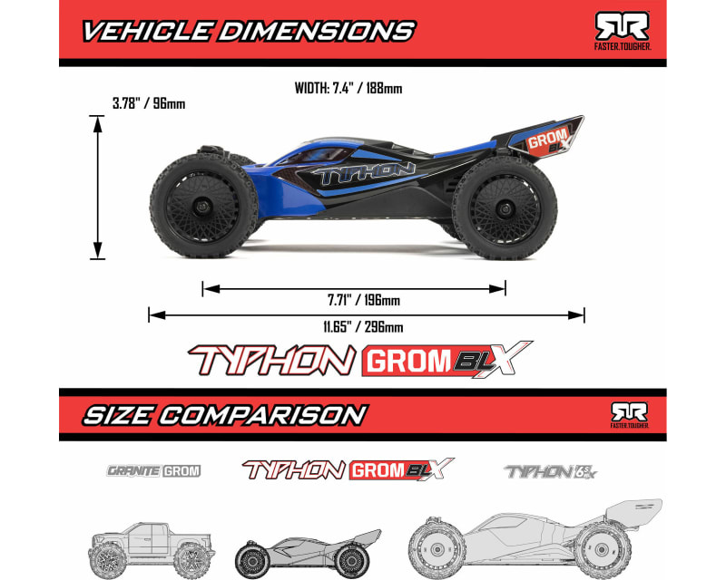 1/14 TYPHON GROM 223S DSC 4X4 RTR Brushless Buggy Battery & Char