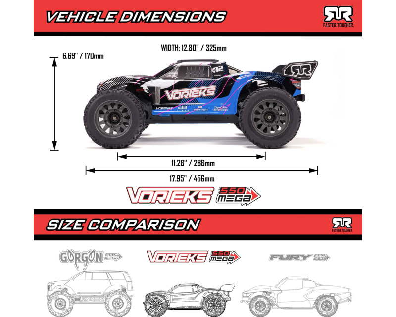 1/10 VORTEKS 2WD RTR Brushed Stadium Truck Blue