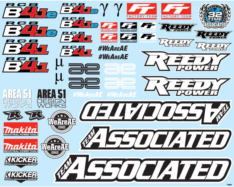 RC8B4.1/RC8B4.1e Decal Sheet