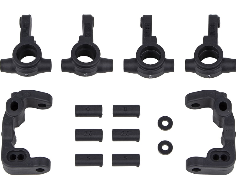 RC10b6.4 -1mm Scrub Caster and Steering Blocks Carbon