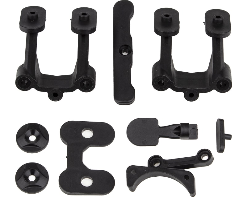 RC10B74.2 Rear Body Wing Fan Mounts and Bumper