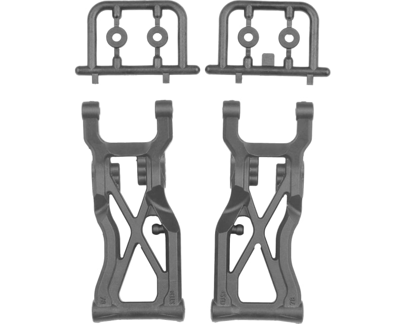 Tap to zoom RC10b7 Ft Carbon Rear Suspension Arms V2 78mm