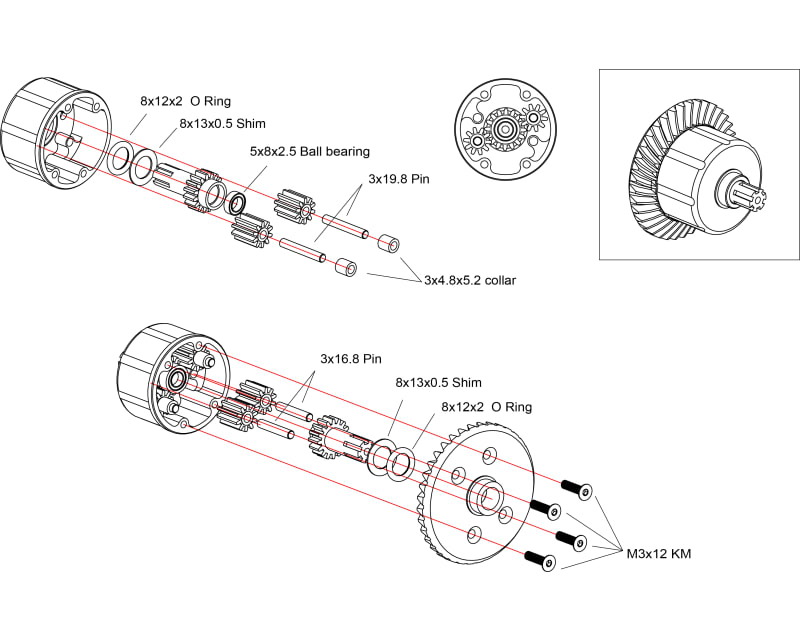 Steel Helical Diff Ring/Pinion - BLX 3S 4S
