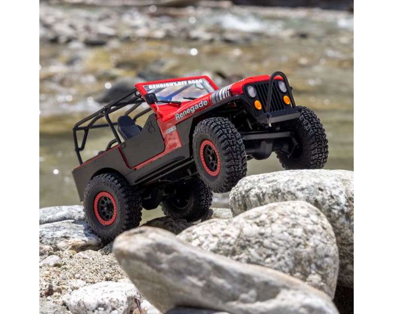 Tap to zoom 1/30 SCX30 Jeep CJ-7 GenRight 4X4 RTR Rock Crawler w/Batt Red