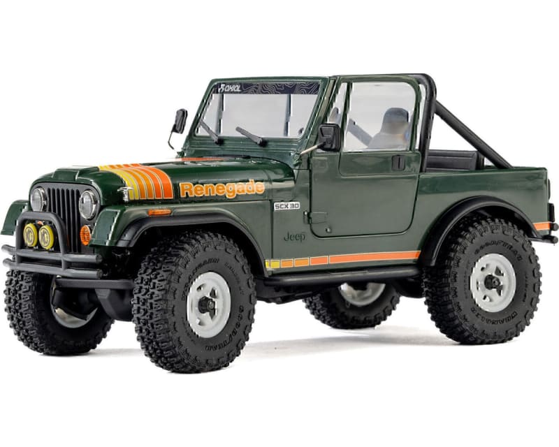 Tap to zoom 1/30 SCX30 Jeep CJ-7 Renegade 4X4 RTR Rock Crawler Green