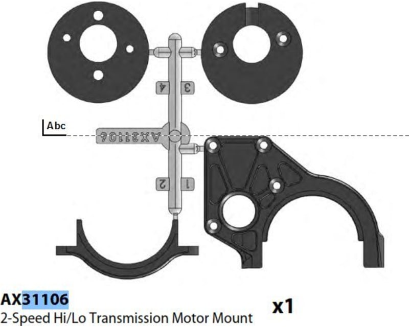 Axial 2-Speed Hi/Lo Transmission Motor Mount Yeti