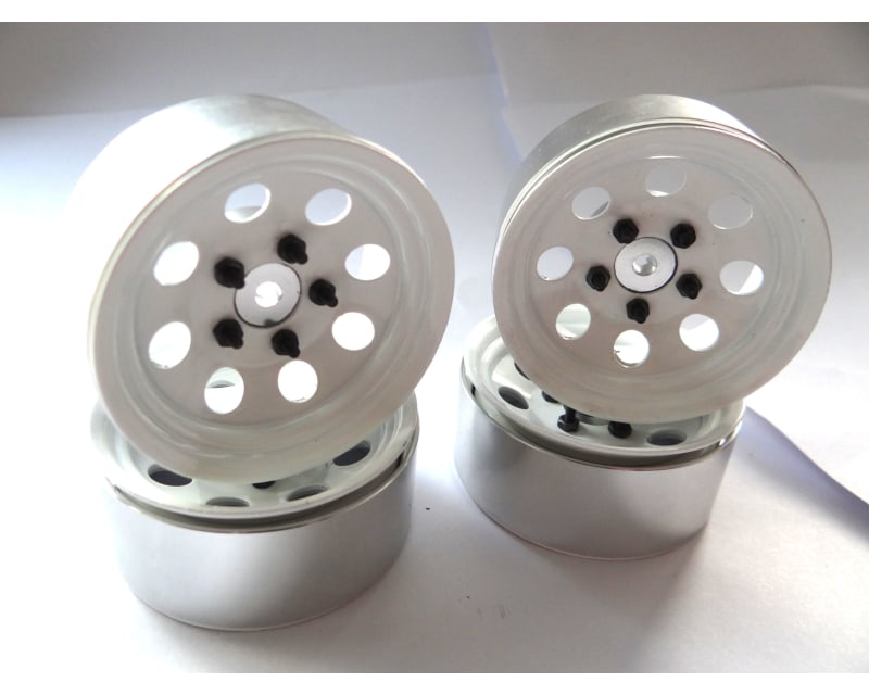 discontinued White Steel 1.9 Beadlock 5-Lug 8-Hole Wheels Pin Hu