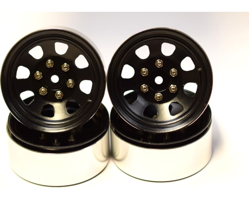 Black Steel 1.9 Beadlock 6-Lug Wagon Wheels 12mm Hex (4)