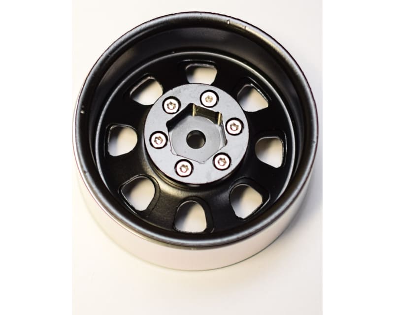 Black Steel 1.9 Beadlock 6-Lug Wagon Wheels 12mm Hex (4)