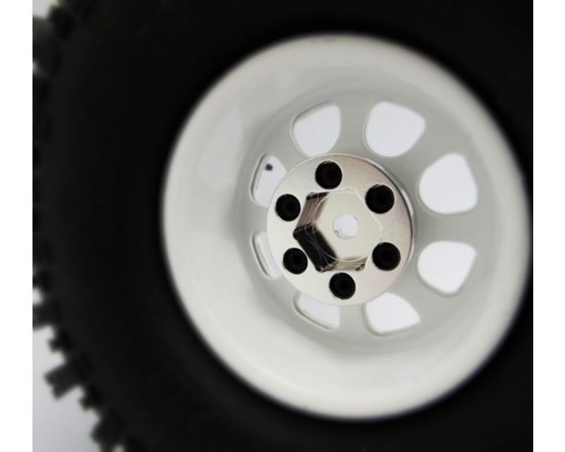 White Steel 1.9 Beadlock 6-Lug Wagon Wheels 12mm Hex (4)