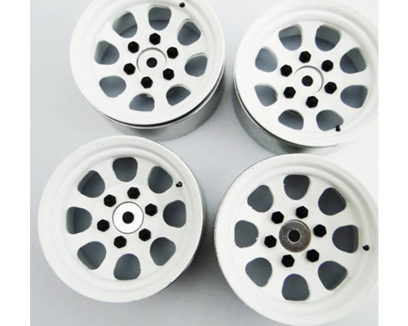 White Steel 1.9 Beadlock 6-Lug Wagon Wheels 12mm Hex (4)