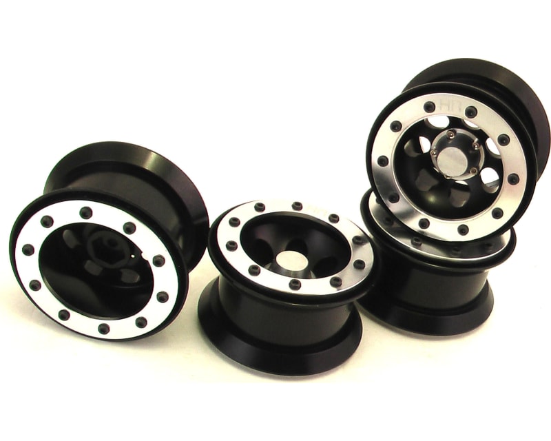 Aluminum Tamiya CR01 Beadlock Wheels Black (4)