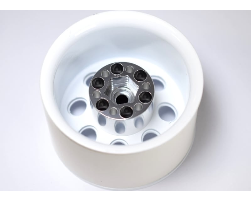 Tap to zoom discontinued White Steel 2.2 Beadlock 6-Lug 8-Hole Wheels 12mm H