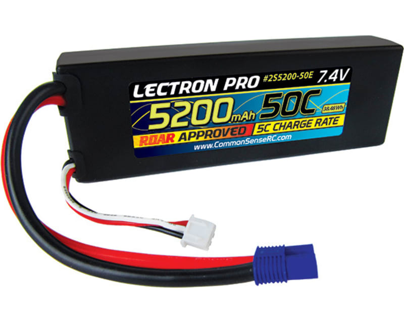 Lectron Pro 7.4v 5200mah 50c LiPo Battery with Ec3