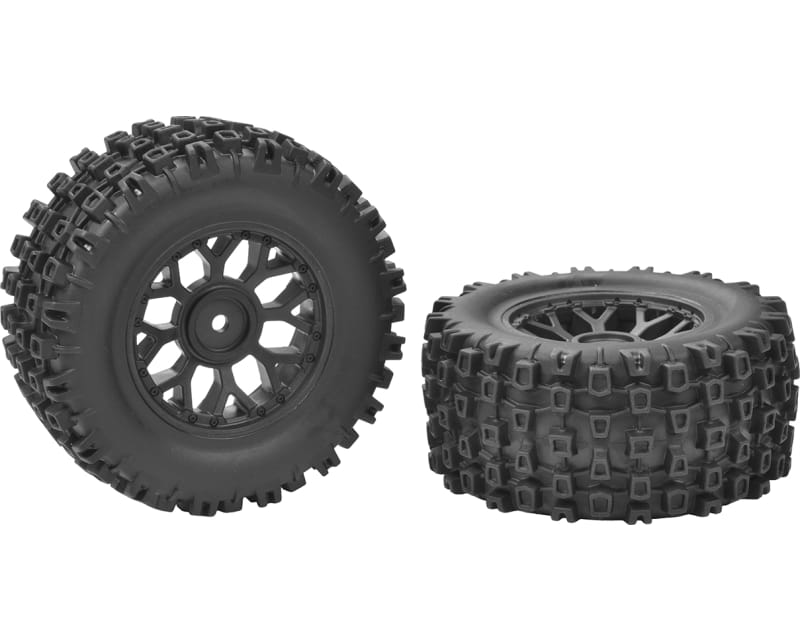 Tap to zoom Tire Set Glued On Black Rims - 1 Pair