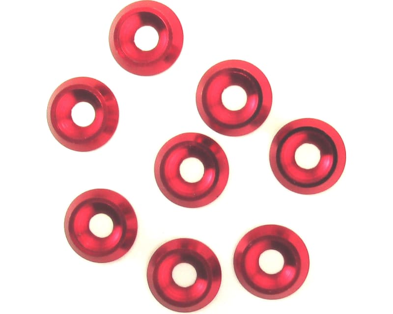 discontinued Red Aluminum 4mm Countersunk Washer (8)