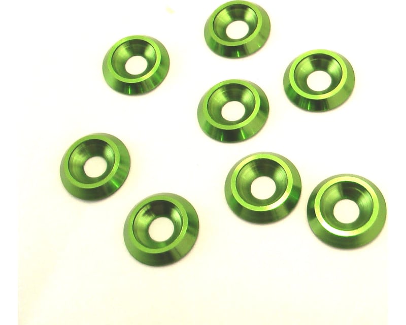 Green Aluminum 4mm Countersunk Washer (8)