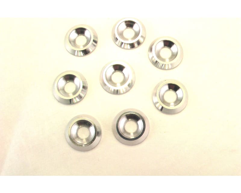Silver Aluminum 4mm Countersunk Washer (8)